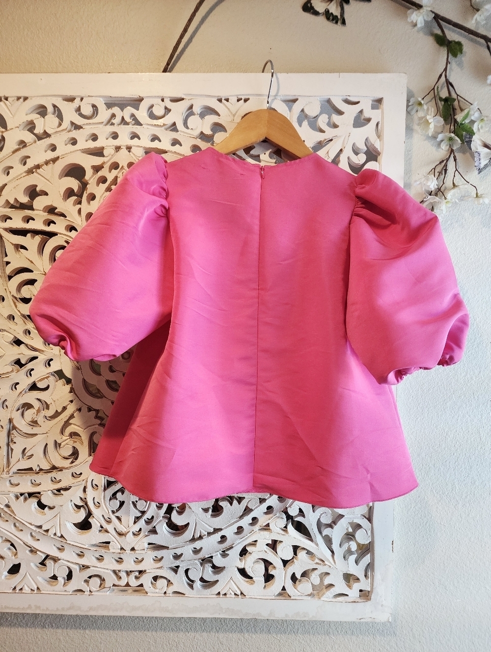 AVN PUFF SLEEVES CREW NECK PINK TOP 38 MADE IN ITALY - Picture 14 of 16